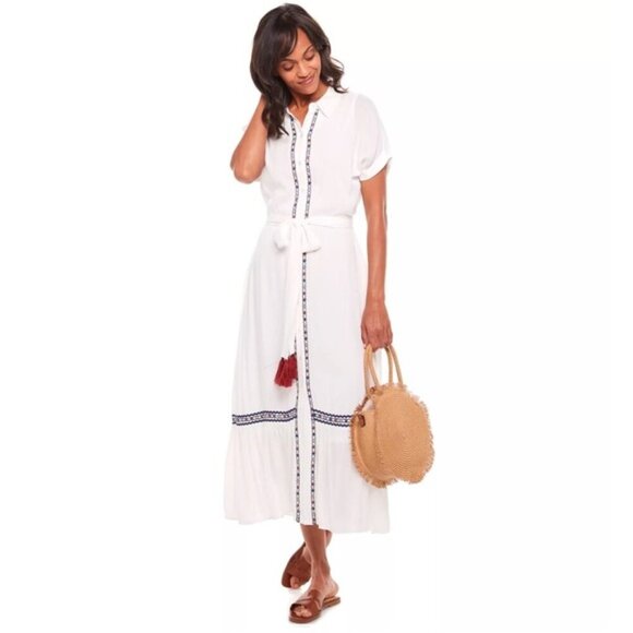 Now + Gen by Sonoma Goods For Life® Embroidered Midi Shirtdress Sz XS - Picture 1 of 12